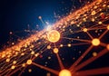 Abstract network of glowing orange nodes and lines Royalty Free Stock Photo