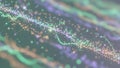 Abstract Network of Glowing Particles and Lines in Soft Purple Green and Orange Hues lights bokeh Royalty Free Stock Photo