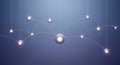 Abstract network of glowing spheres connected by lines, blue gradient Royalty Free Stock Photo