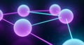 Abstract network of glowing spheres and connecting lines, digital illustration Royalty Free Stock Photo