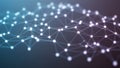 Abstract network of glowing white dots connected by lines on a gradient background Royalty Free Stock Photo