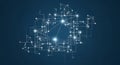 Abstract network of glowing white lines and nodes on a dark blue gradient background Royalty Free Stock Photo