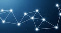 Abstract Network of Glowing White Nodes Connected by Lines on a Dark Blue Background Royalty Free Stock Photo