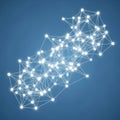 Abstract network of glowing white nodes and lines on a blue gradient background representing connectivity Royalty Free Stock Photo