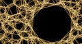 Abstract Network of Golden Lines with Central Black Void Royalty Free Stock Photo