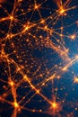 Abstract Network Grid with Glowing Orange Connections, Digital Data, Portrait Images Generative AI Royalty Free Stock Photo