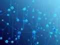 Abstract network of interconnected blue nodes and lines Royalty Free Stock Photo