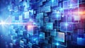 Abstract network of interconnected cubes representing digital data flow and systems architecture. Generative AI Royalty Free Stock Photo