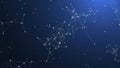 Abstract network of interconnected dots and lines on a dark blue background representing technology and data connection Royalty Free Stock Photo