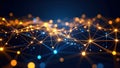 Abstract network of interconnected glowing nodes, digital data connection, technology background Royalty Free Stock Photo