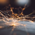 Abstract network of interconnected lines, glowing nodes, complex structure, dark surface, depth Royalty Free Stock Photo