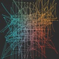 Abstract network of interconnected lines and nodes on a dark background Royalty Free Stock Photo