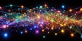 Abstract network of interconnected luminous nodes and vibrant filaments. Generative AI Royalty Free Stock Photo
