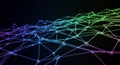 Abstract network of interconnected nodes and lines with a vibrant rainbow gradient on a dark background Keywords Royalty Free Stock Photo