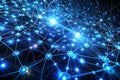 Abstract network of interconnected nodes and luminescent lines representing global communication and data flow. Generative AI Royalty Free Stock Photo
