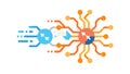 Abstract network of interconnected nodes, symbolizing complex data flow, vector design Generative AI Royalty Free Stock Photo