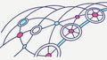 Abstract Network Interconnected Points Data Flow Vector, vector design Generative AI Royalty Free Stock Photo