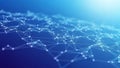 Abstract network of interconnected white dots and lines forming a complex geometric web against a blue gradient Royalty Free Stock Photo