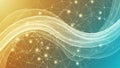 Abstract Network of Lines and Glowing Waves in Yellow and Teal Gradient connections nodes Royalty Free Stock Photo