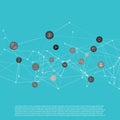 Abstract network mesh with bitcoin icons collection - illustration vector background Royalty Free Stock Photo