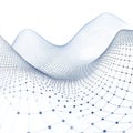 Abstract network mesh with wave patterns and grid connections