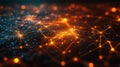 Abstract Network Orange And Blue Illuminated Nodes Royalty Free Stock Photo