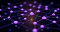 Abstract Network of Purple Spheres Connected by Lines in Dark Space Royalty Free Stock Photo
