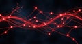Abstract network of red dots and lines on dark background Royalty Free Stock Photo
