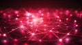 Abstract Network: Red Glowing Data Connection, AI, Neural Network, Tech Background Royalty Free Stock Photo