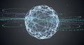 Abstract network sphere with glowing connections, digital data visualization. Royalty Free Stock Photo