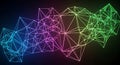 Abstract network structure with glowing neon lines and nodes in a gradient of colors Royalty Free Stock Photo