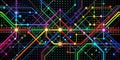 Abstract network visualization a colorful interconnected system of nodes and lines representing complex data flows and Royalty Free Stock Photo