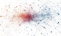 Abstract network visualization with colorful nodes and connections, featuring orange, red, purple, and blue hues