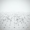An abstract network visualization featuring interconnected nodes and lines in a three- Royalty Free Stock Photo
