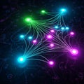 Abstract network visualization with interconnected nodes on a dark Royalty Free Stock Photo