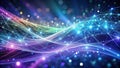 Abstract network visualization interconnected nodes and flowing data streams in a futuristic setting. Generative AI Royalty Free Stock Photo