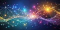 Abstract network visualization interconnected nodes and flowing data streams in a vibrant color palette. Generative AI Royalty Free Stock Photo