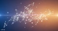 Abstract Network of White Lines and Dots on a Gradient Blue to Orange Background Royalty Free Stock Photo