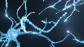 Abstract neural cells with glow dots. Brain research and science. Luminous, glowing interconnected neurons. Neurons