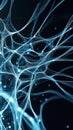 Abstract neural connections create network across dark space. Glowing nodes connect bright lines forming complex web of data. Royalty Free Stock Photo