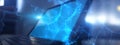 Abstract Neural Data Network Visualization on Laptop Screen for Machine Learning Royalty Free Stock Photo