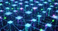 Abstract neural network blockchain network digital data flow futuristic technology concept Royalty Free Stock Photo
