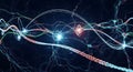 Abstract Neural Network, Brain Synapse Synaptic Transmission, Digital Neuron Connections Royalty Free Stock Photo