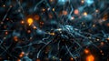 Abstract Neural Network Connection, Data Flow, Science Technology Concept. Futuristic Artificial Intelligence, Machine Learning, Royalty Free Stock Photo