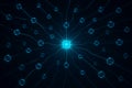 Abstract Neural Network Connection with Glowing Central Node Royalty Free Stock Photo