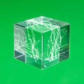 Abstract Neural Network in a Glass Cube on Green Royalty Free Stock Photo