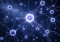 Abstract Neural Network with Glowing Neurons and Synapses Royalty Free Stock Photo