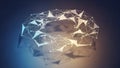 Abstract neural network structure with glowing interconnected nodes and triangles on gradient background Royalty Free Stock Photo