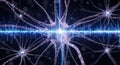 Abstract neural network synapse activity with blue light pulse and digital wave patterns white background Royalty Free Stock Photo
