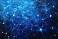 Abstract neural network visualization deep blue. Royalty Free Stock Photo